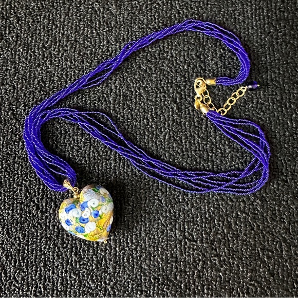 Italian Multicolored Murano Heart Pendant Necklace in 18kt Gold Over Sterling - Picture 10 of 15